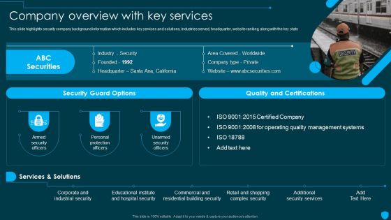 Security And Human Resource Services Business Profile Company Overview With Key Template PDF