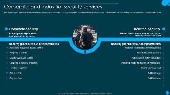 Security And Human Resource Services Business Profile Corporate And Industrial Security Formats PDF