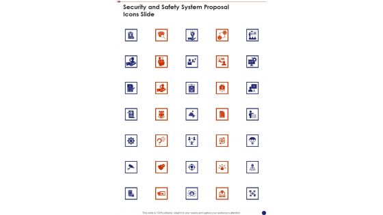 Security And Safety System Proposal Icons Slide One Pager Sample Example Document Security And Safety System Proposal Icons Slide One Pager Sample Example Document