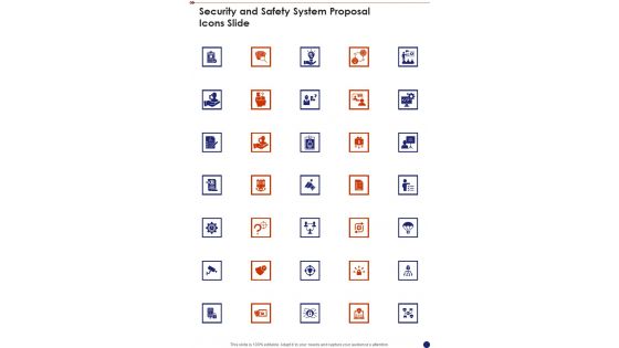 Security And Safety System Proposal Icons Slide One Pager Sample Example Document