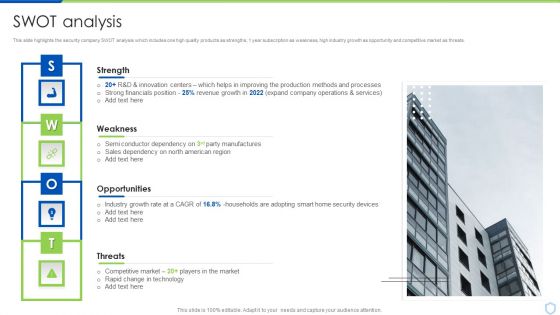Security And Surveillance Company Profile SWOT Analysis Infographics PDF Security And Surveillance Company Profile SWOT Analysis Infographics PDF