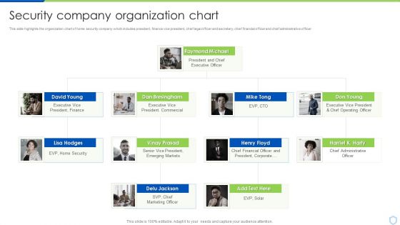 Security And Surveillance Company Profile Security Company Organization Chart Portrait PDF