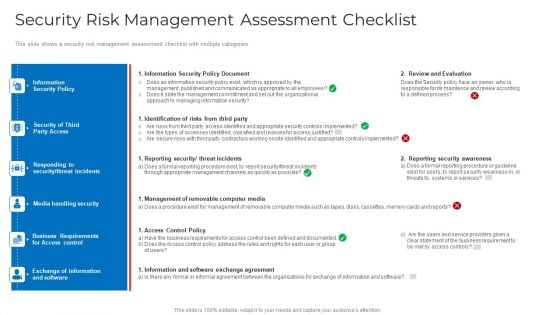Security Risk Management Assessment Checklist Mockup PDF