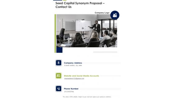 Seed Capital Synonym Proposal Contact Us One Pager Sample Example Document Seed Capital Synonym Proposal Contact Us One Pager Sample Example Document