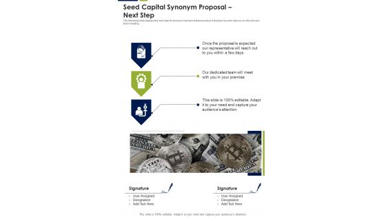 Seed Capital Synonym Proposal Next Step One Pager Sample Example Document