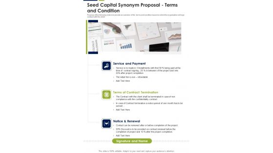 Seed Capital Synonym Proposal Terms And Condition One Pager Sample Example Document Seed Capital Synonym Proposal Terms And Condition One Pager Sample Example Document