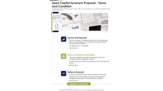 Seed Capital Synonym Proposal Terms And Condition One Pager Sample Example Document