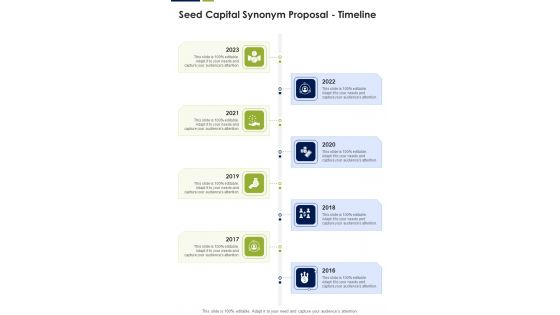 Seed Capital Synonym Proposal Timeline One Pager Sample Example Document