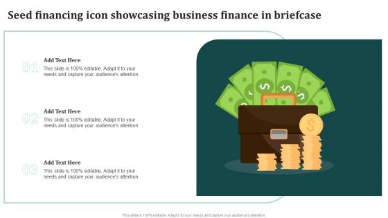 Seed Financing Icon Showcasing Business Finance In Briefcase Pictures PDF