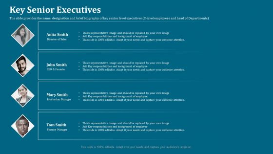 Seed Funding Pitch Deck Key Senior Executives Ppt Gallery Format Ideas PDF