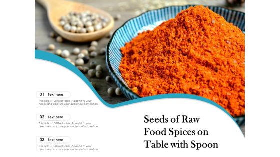 Seeds Of Raw Food Spices On Table With Spoon Ppt PowerPoint Presentation Icon Mockup PDF