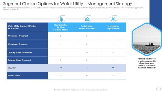 Segment Choice Options For Water Utility Management Strategy Sample PDF