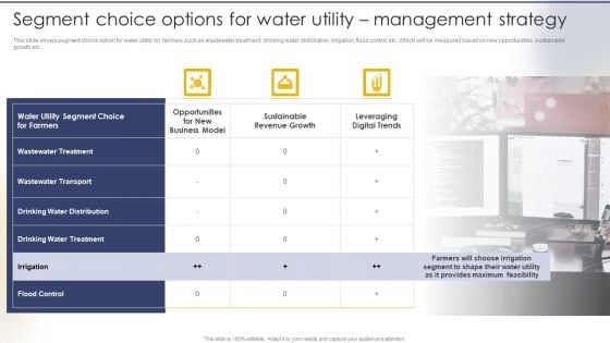 Segment Choice Options For Water Utility Management Strategy Summary PDF