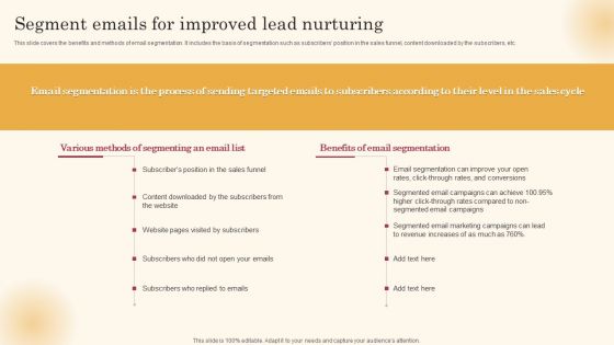 Segment Emails For Improved Lead Nurturing Improving Lead Generation Process Introduction PDF