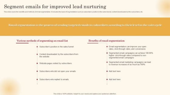 Segment Emails For Improved Lead Nurturing Improving Lead Generation Process Introduction PDF Segment Emails For Improved Lead Nurturing Improving Lead Generation Process Introduction PDF