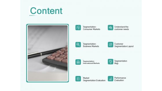 Segmenting User Market Content Ppt PowerPoint Presentation Summary Rules PDF