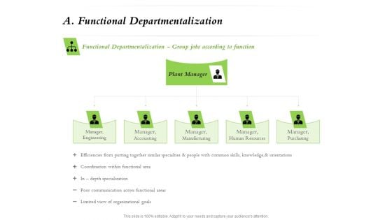 Select Of Organizational Model That Supports Your Strategy A Functional Departmentalization Ppt Portfolio Show PDF