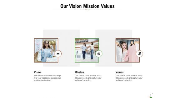 Selecting Appropriate Distribution Channel New Product Our Vision Mission Values Template PDF