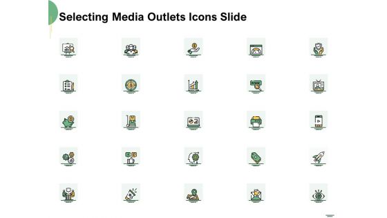 Selecting Media Outlets Icons Slide Ppt Pictures Brochure PDF