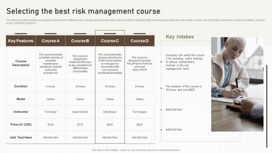 Selecting The Best Risk Management Course Demonstration PDF Selecting The Best Risk Management Course Demonstration PDF