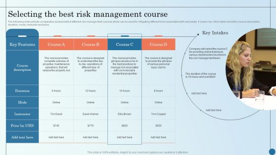 Selecting The Best Risk Management Course Managing Commercial Property Risks Inspiration PDF