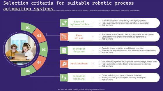 Selection Criteria For Suitable Robotic Process Automation Systems Sample PDF