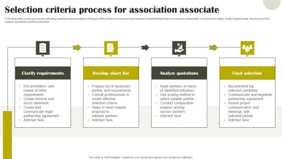 Selection Criteria Process For Association Associate Elements PDF Selection Criteria Process For Association Associate Elements PDF