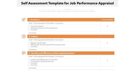 Self Assessment Template For Job Performance Appraisal Ppt PowerPoint Presentation File Background PDF