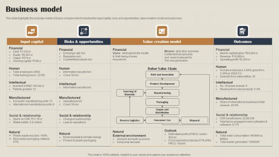 Self Care Products Company Outline Business Model Graphics PDF