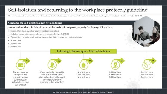 Self Isolation And Returning To The Workplace Protocol Guideline Icons PDF