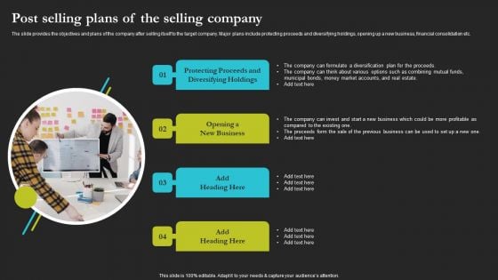 Sell Side Merger And Acquisition Post Selling Plans Of The Selling Company Sample PDF