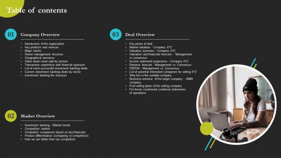 Sell Side Merger And Acquisition Table Of Contents Infographics PDF