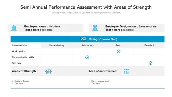 Semi Annual Performance Assessment With Areas Of Strength Ppt PowerPoint Presentation Pictures Model PDF
