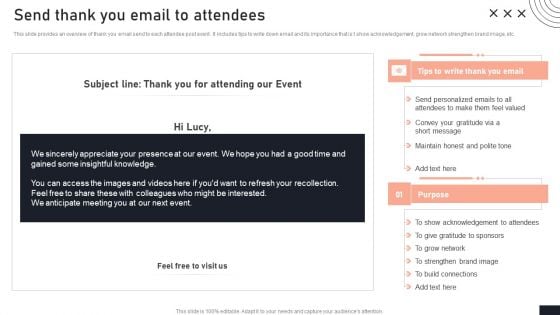 Send Thank You Email To Attendees Stakeholder Engagement Plan For Launch Event Template PDF