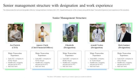 Senior Management Structure With Designation And Work Experience Professional PDF