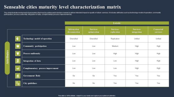 Senseable Cities Maturity Level Characterization Matrix Themes PDF