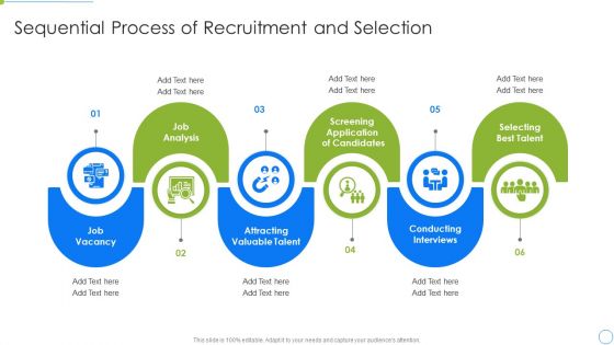 Sequential Process Of Recruitment And Selection Icons PDF