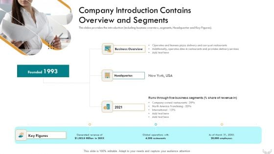 Series B Funding Investors Company Introduction Contains Overview And Segments Slides PDF