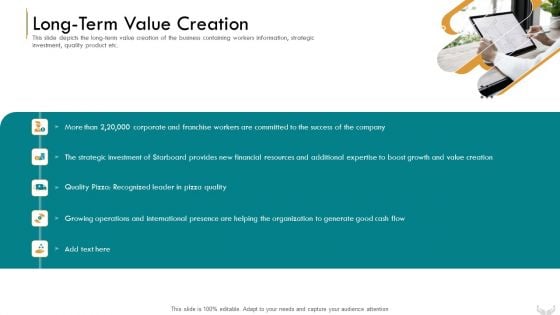 Series B Funding Investors Long Term Value Creation Summary PDF