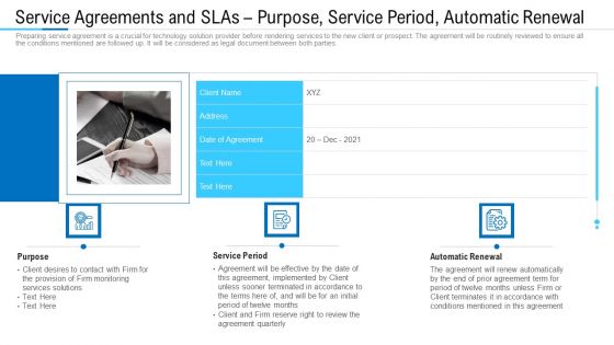 Service Agreements And SLAS Purpose Service Period Automatic Renewal Ppt File Smartart PDF