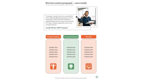 Service Center Proposal Case Study One Pager Sample Example Document