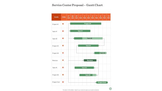 Service Center Proposal Gantt Chart One Pager Sample Example Document