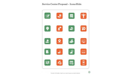 Service Center Proposal Icons Slide One Pager Sample Example Document Service Center Proposal Icons Slide One Pager Sample Example Document
