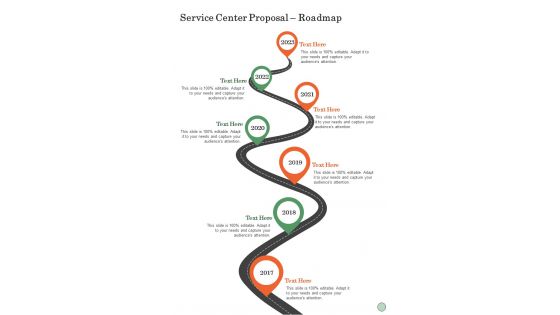 Service Center Proposal Roadmap One Pager Sample Example Document