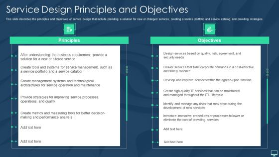 Service Design Principles And Objectives Ppt Model Format PDF