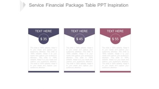 Service Financial Package Table Ppt Inspiration