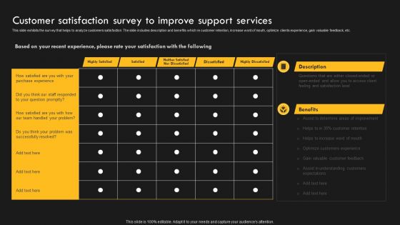 Service Improvement Techniques For Client Retention Customer Satisfaction Survey To Improve Themes PDF