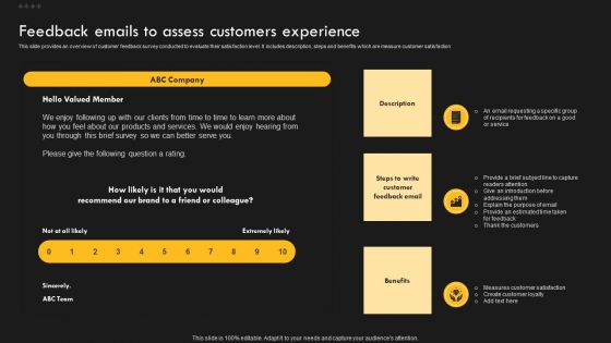 Service Improvement Techniques For Client Retention Feedback Emails To Assess Customers Experience Ideas PDF