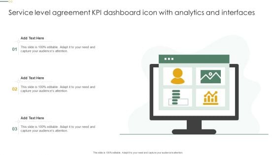 Service Level Agreement KPI Dashboard Icon With Analytics And Interfaces Download PDF