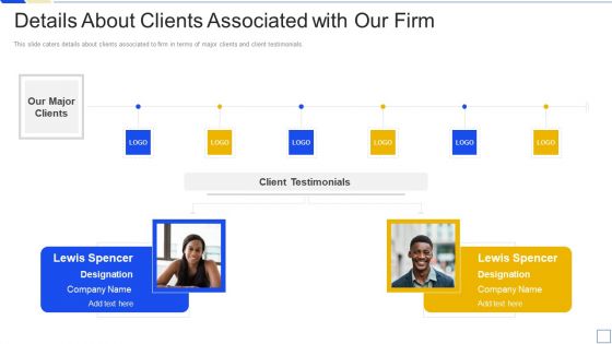 Service Marketing Fundraising Details About Clients Associated With Our Firm Icons PDF